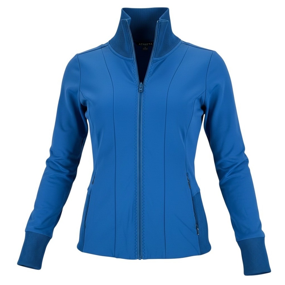 Blue zip jacket Athleta S athletic fitted activewear workout athleisureโ